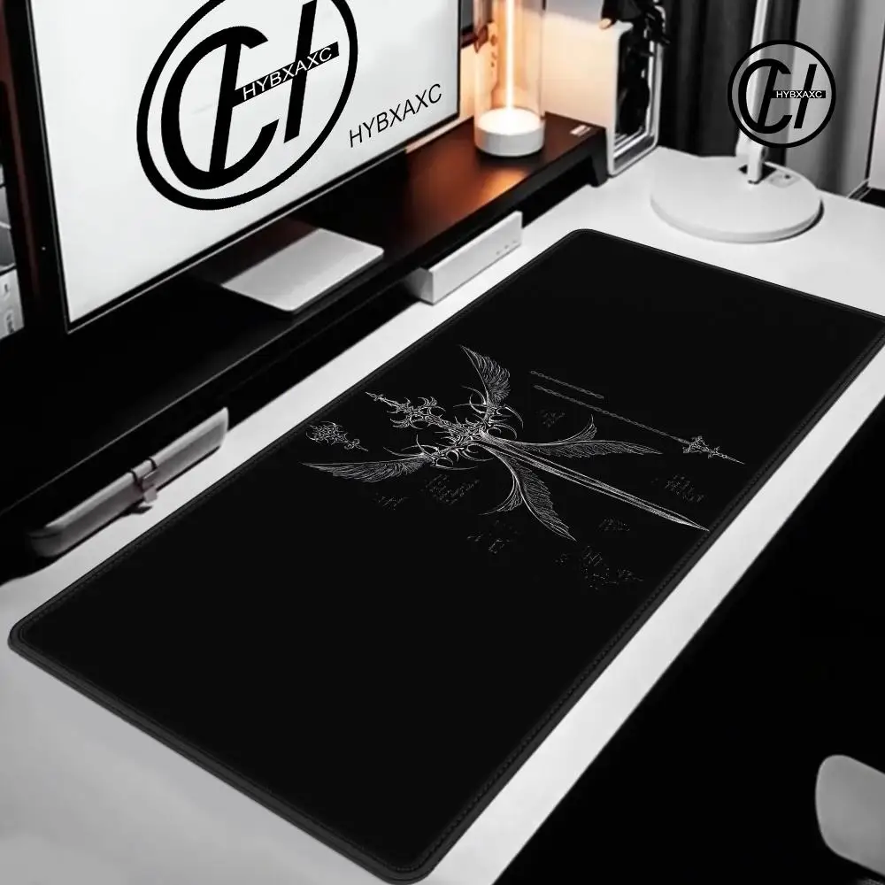 

Cool Sword Design Large Size Anti-slip Art Rubber Mouse pad XXL Gothic Symbol Black Computer Gaming accessories Keyboard Mat
