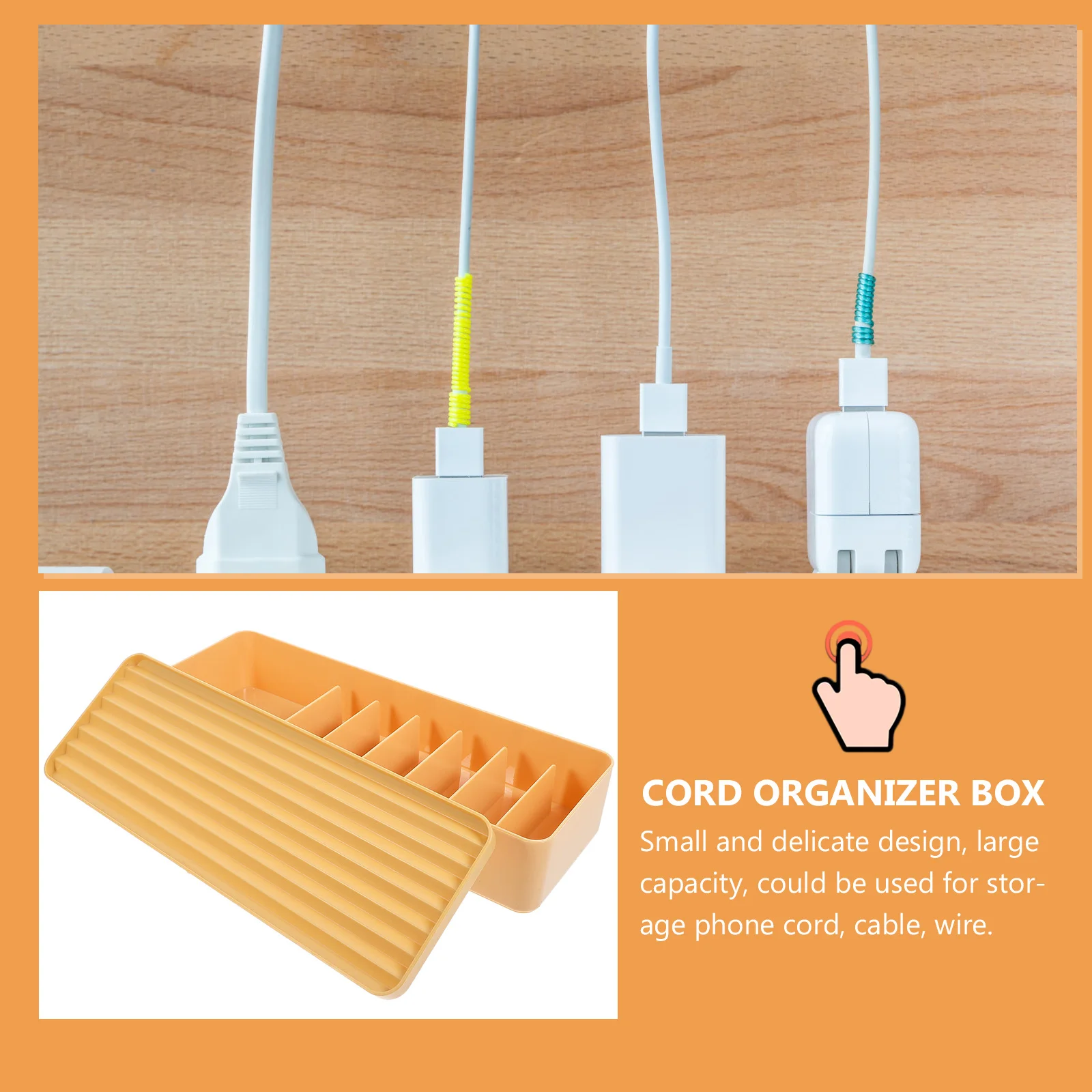 

Large Capacity Plastic Data Line Organizer Cord Storage Box Desktop Cable Management Box with Lid Multi Compartment Design