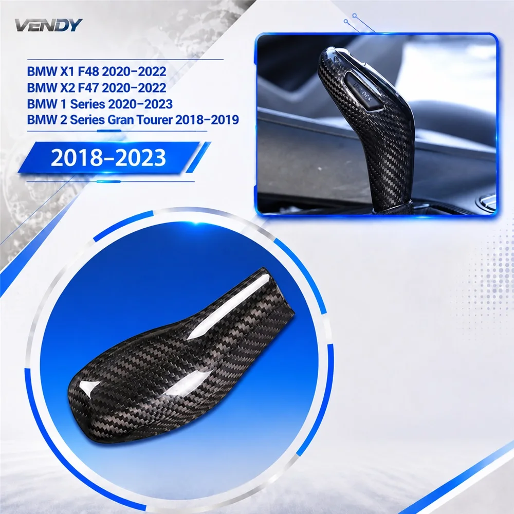 Real Carbon Fiber For BMW X1 F48 X2 F47 1 Series 2020-2022 Console Gear Shift Knob Cover Grip Handle Case Sticker Car Interior