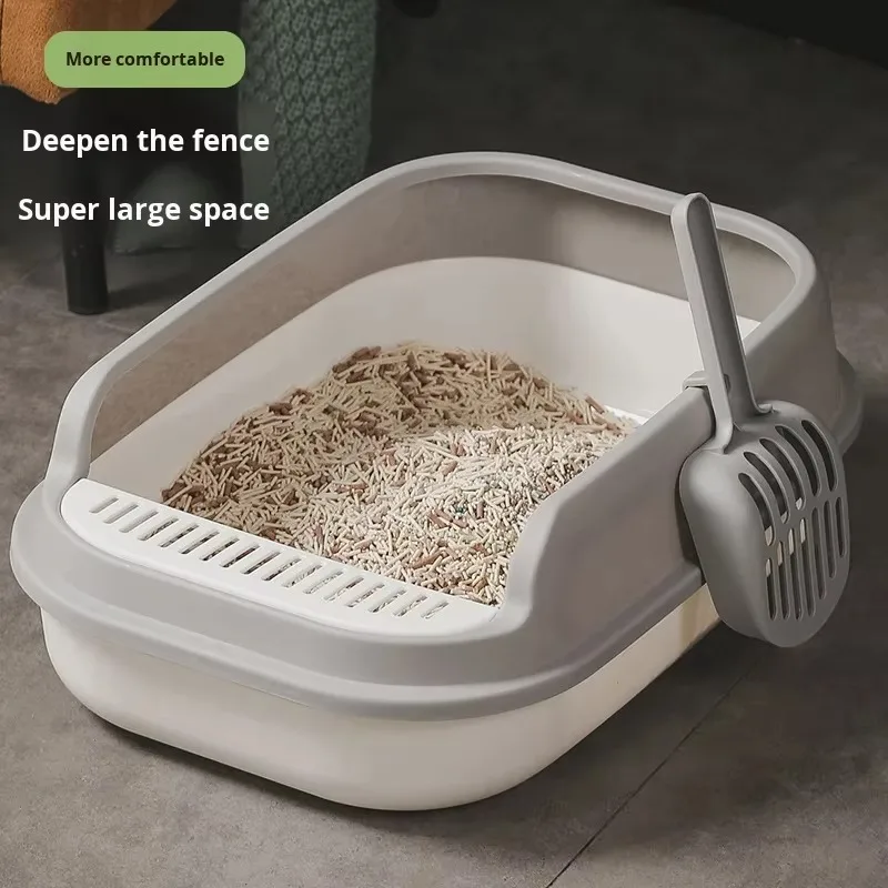 

20L Oversized Full-Open Cat Litter Box Plastic Cat King Large Toilet Deodorant Prevents Kittens From Splashing