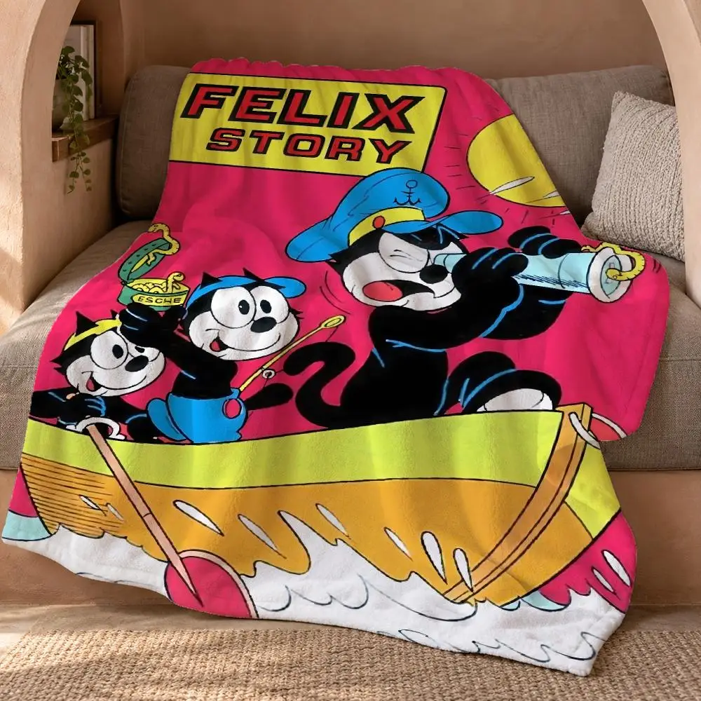 Felix The Cat Throw Double Sided Flannel Throw Blanket Soft Travel Camping Sofa Bed Home