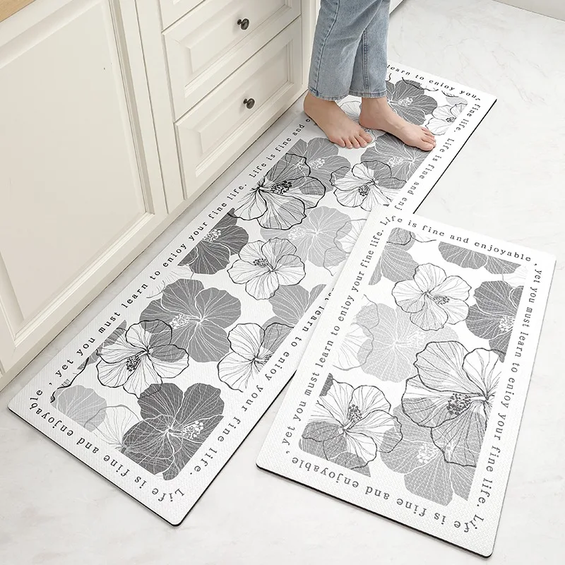 PVC Waterproof Kitchen Carpet, Floor Mat, Home Decoration Rug, Leather, Oil-proof Area Rugs, Long Foot Mats