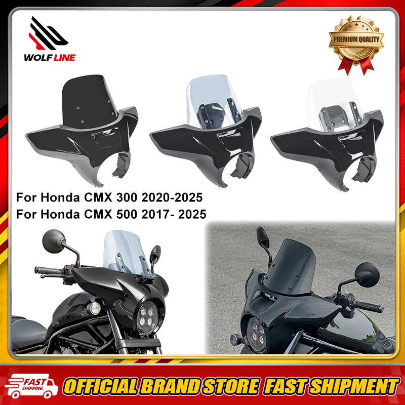 WOLFLINE Windshield Headlamp for Honda CMX 300 2020-2025/CMX 500 2017- 2025 Front Headlight Cover for Daily Commuting & Mountain
