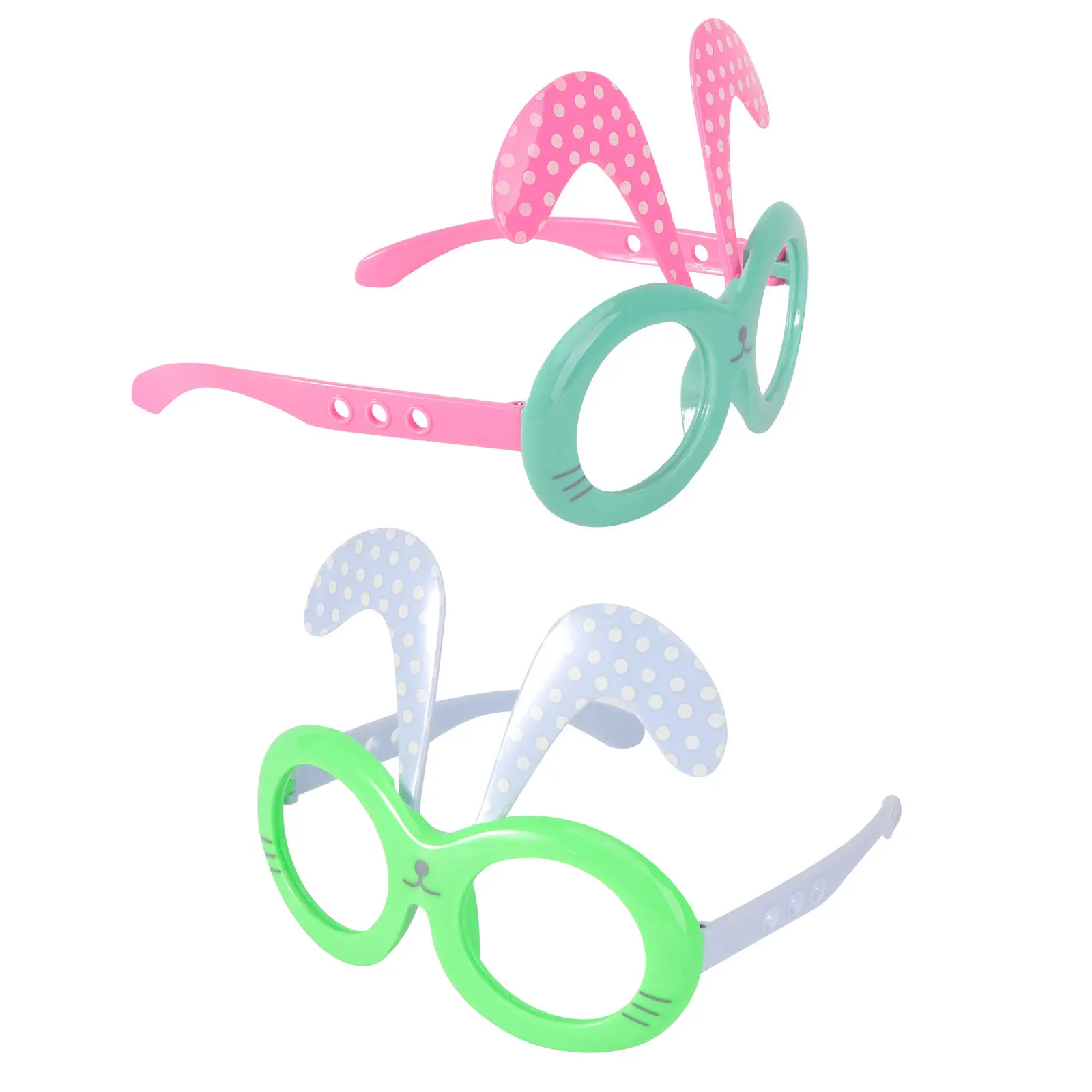 2Pairs Rabbit Eyeglasses Festival Eyewear Mask Colorful Easter Party Glasses for Adults Kids Fun Bunny Costume Accessories