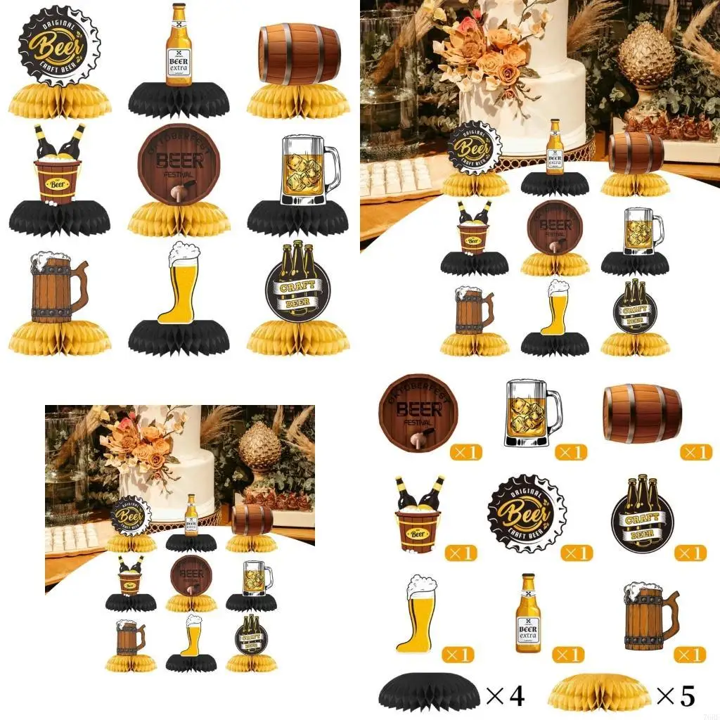 

76HF Oktoberfest Bierfest Elegant Honeycomb Tabletop Accents 9 Pieces Accessory