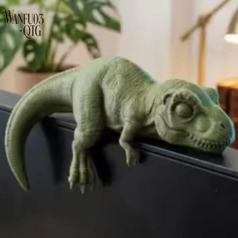 Hot Sleeping T-Rex Monitor Topper Figurines 3D Printed Mini Lazy Dinosaur Ornaments For Desk Monitor Shelf Cute Dinosaur Decor