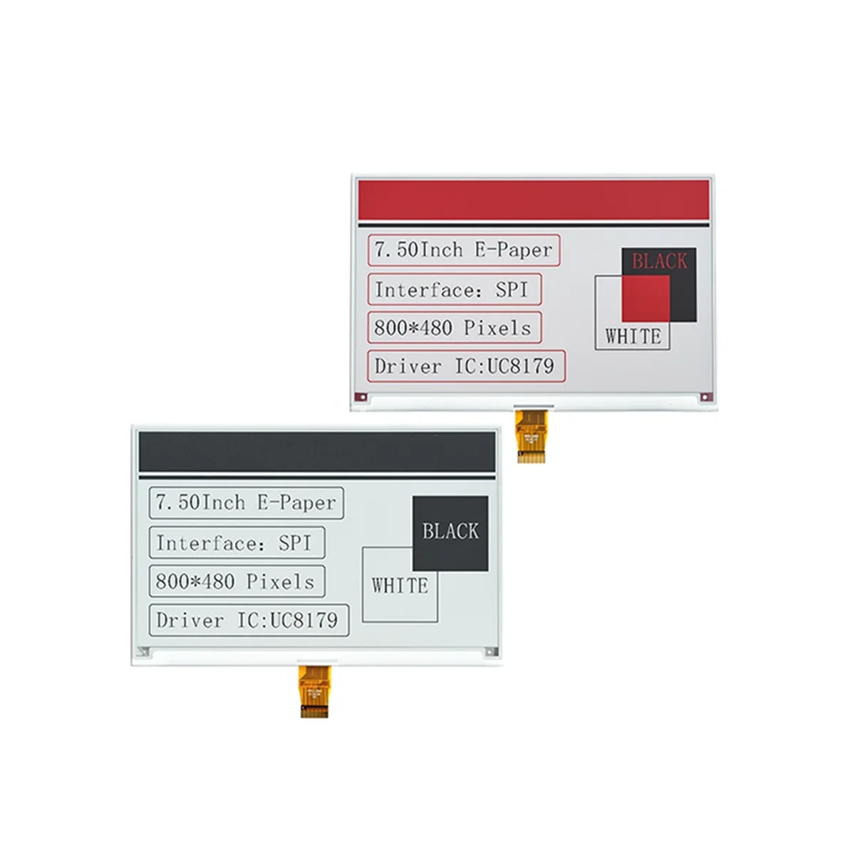 7.5 Inch Elektronisch Papier Inkt Scherm 800X480 Resolutie Zwart & Wit Epd E-Paper Uc8179 Driver Spi Interface 24pin, A