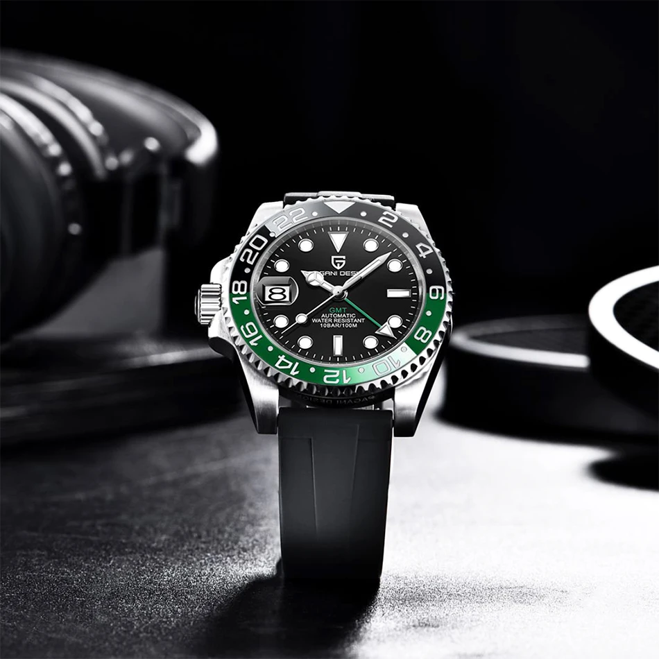 PAGANI DESIGN 40mm GMT Men's Mechanical Watches 100M Waterproof Top Brand Sapphire Glass Stainless Steel Business Men's Watch