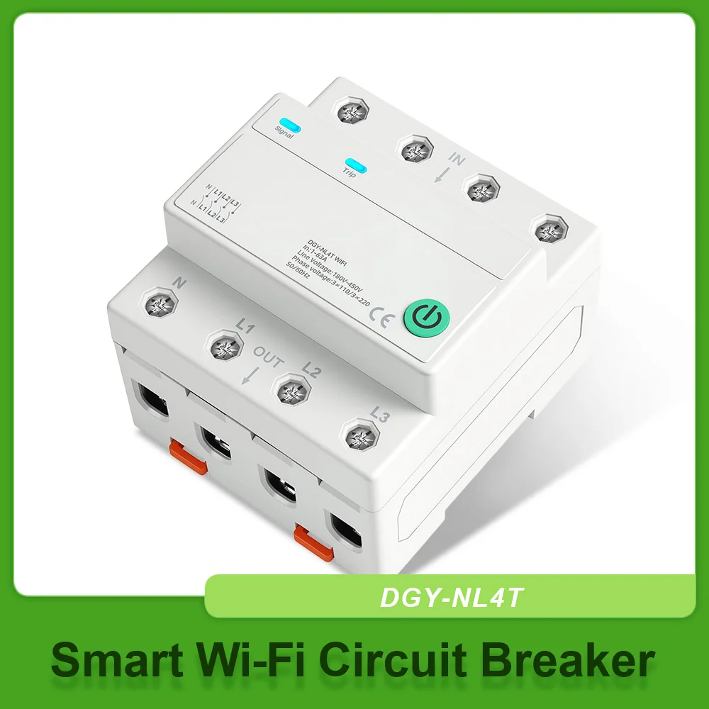 DIN Rail 3P+N WIFI Circuit Breaker Cut Off L/N 4 Relays 3*110V 3*220V Smart Switch Remote Control Timer Cycle Timing Home 1-63A