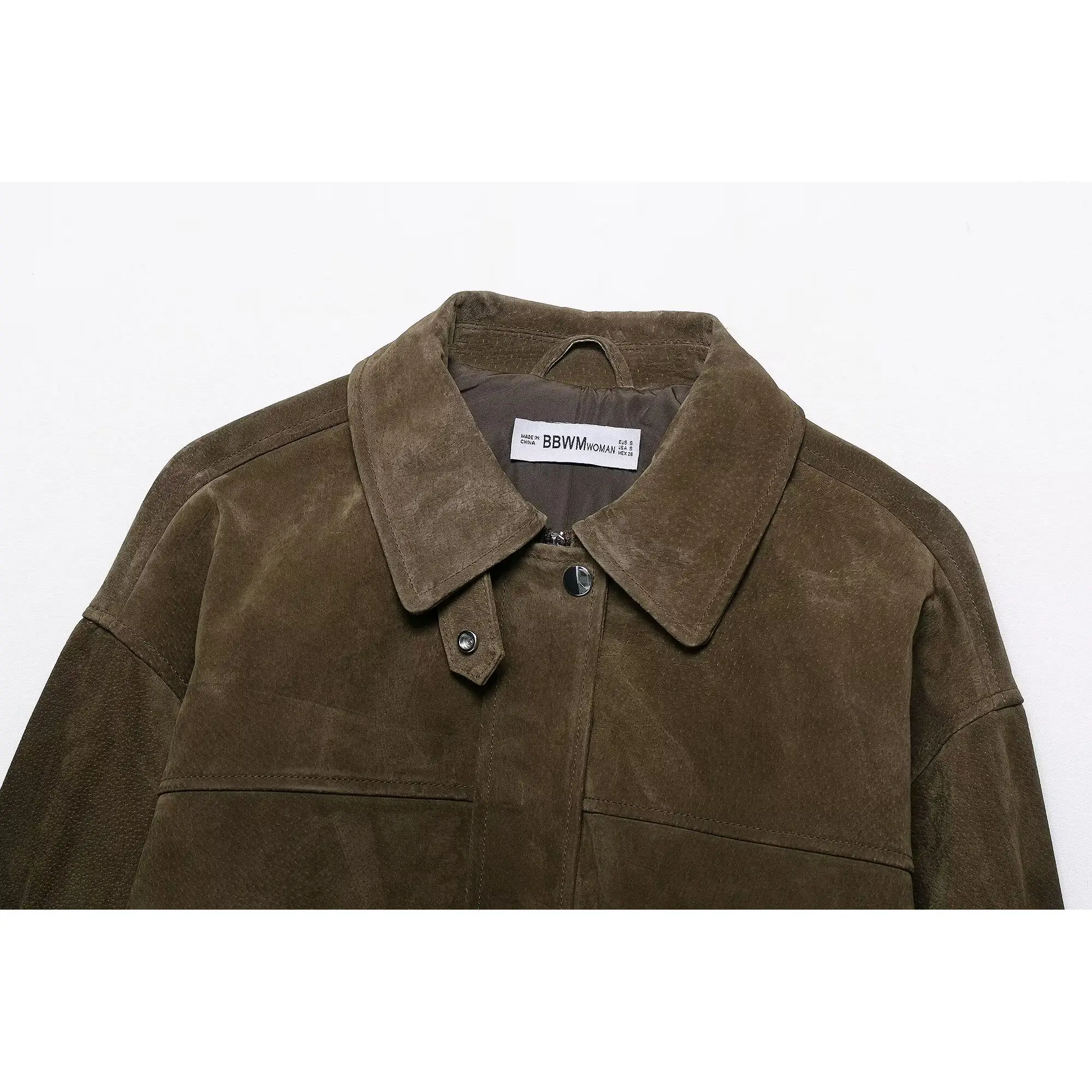 JNLEAOG Puro Pelle Pilota Jaet Faion delle Donne Versatile Tuta Sportiva Autunno Nuovo Arrivo 8073253 Poliestere Lungo Sve Cerniera