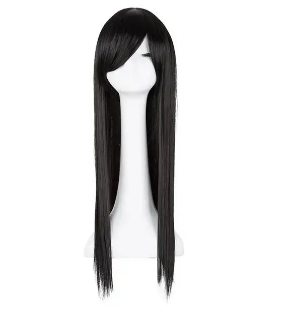 Burgundy Wig Synthetic Heat Resistant Fiber Long Straight Hair Female Salon Oblique Fringe Women Inclined Bangs Hair