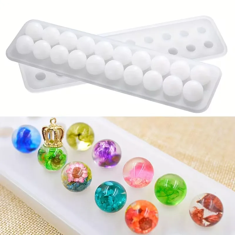 DIY Epoxy Resin Jewelry Making Flat Mouth Spherical Ball Pendant Silicone Mold for Necklace Jewelry Pendant