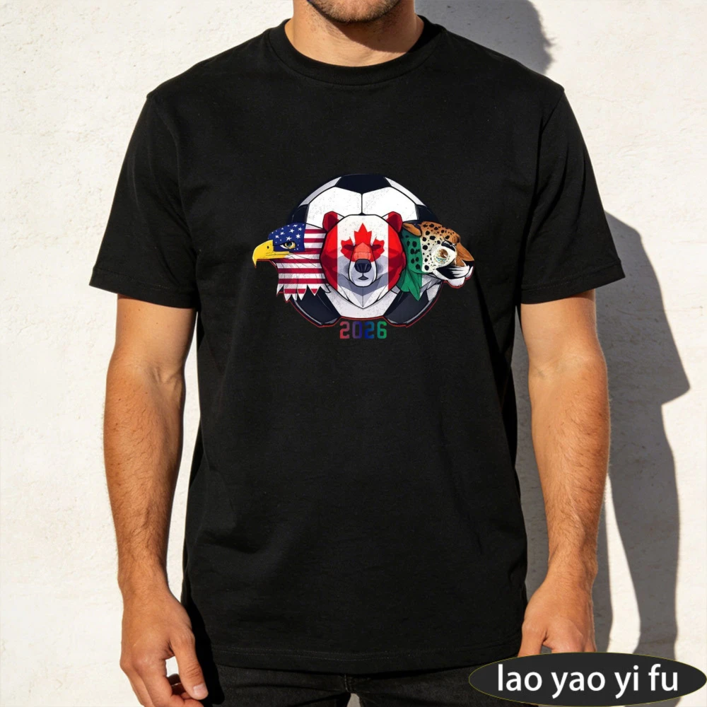 2026 USA Canada Mexico Soccer Graphic Printed Shirt Nations Animals Soccer Fan Soccer Party Supplies Casual Daily Wear Men Tops