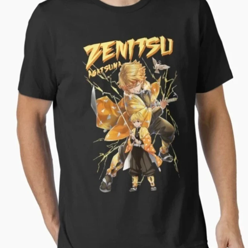 

Agatsuma Zenitsu Demon Killer Anime Manga Tanjiro Kimetsu No Yaiba T-Shirt Summer New Men's and Women's Streetwear