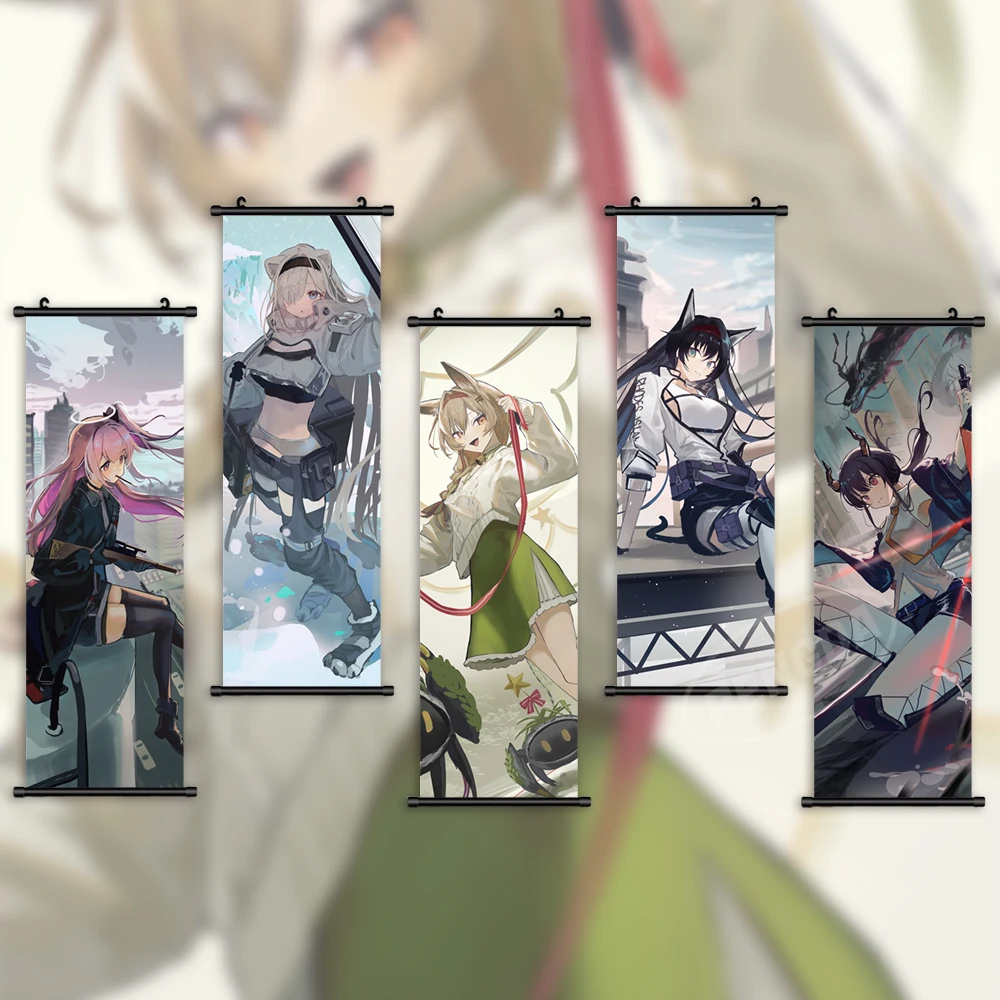 

Wall Art HD Pictures Arknights Mural Frostleaf Poster Scroll Whisperain Hanging Anime Painting Canvas Hoshiguma Print Home Decor