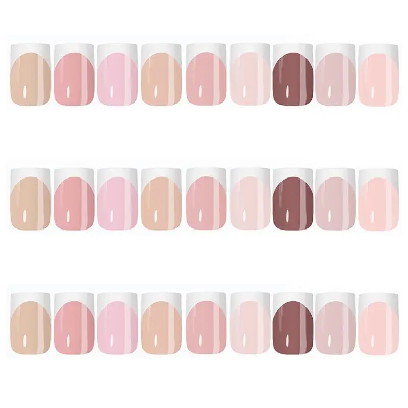 14 Sizes Extra Short Square Matte French Press On Nails 140Pcs Nude Pink Soft Gel Full Cover Nail Tips