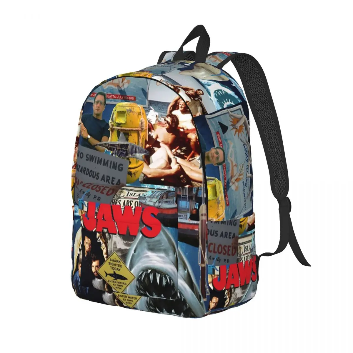 Jaws Classic Film Amity Island Cool Backpack Outdoor Student Work Horror Daypack for Men Women College Canvas Bags