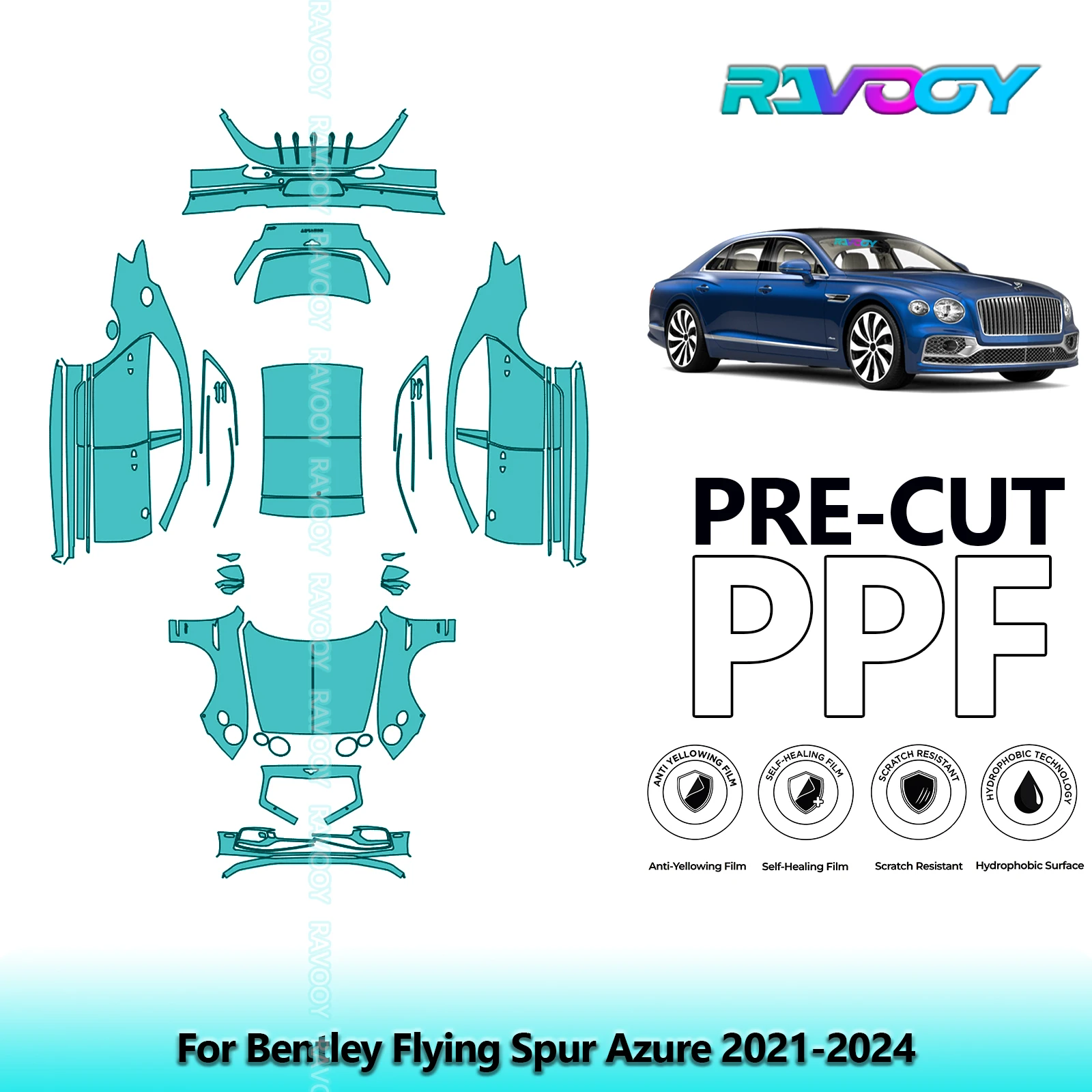 

Full Vehicle Clear Bra Precut PPF Paint Protection Film For Bentley Flying Spur Azure 2021-2024