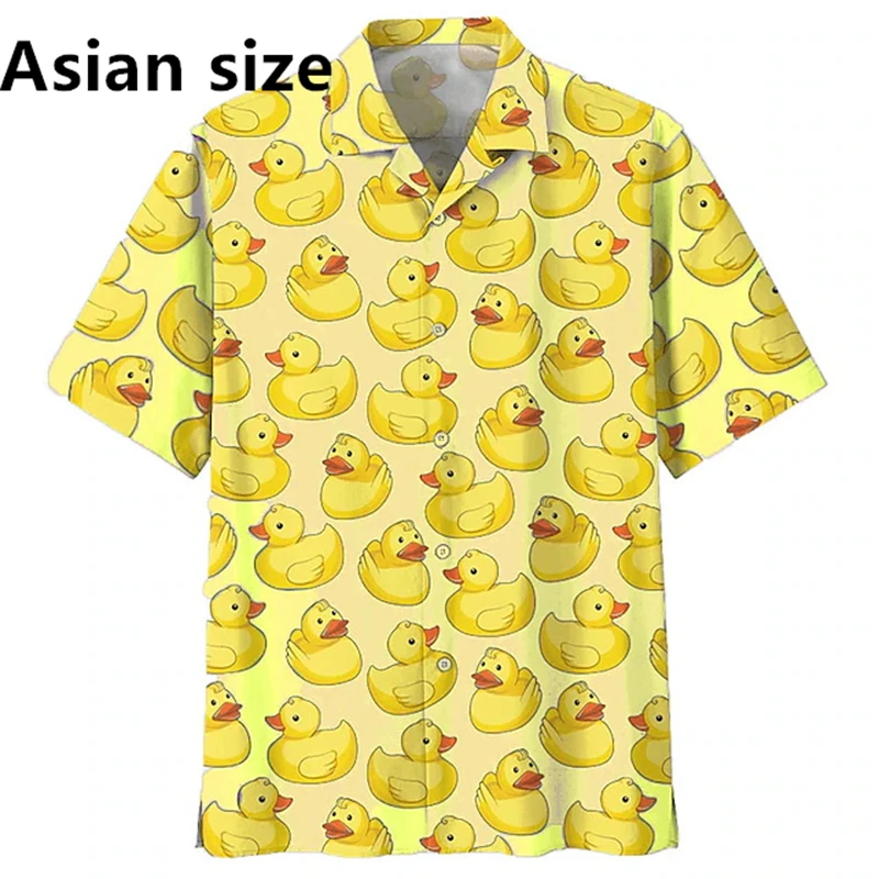 

Hawaiian Casual Shirt For Men Women 3D Printed Duck Graphic Men Buttoned Lapel Top Summer Casual Vacation Short Sleeves Blouse