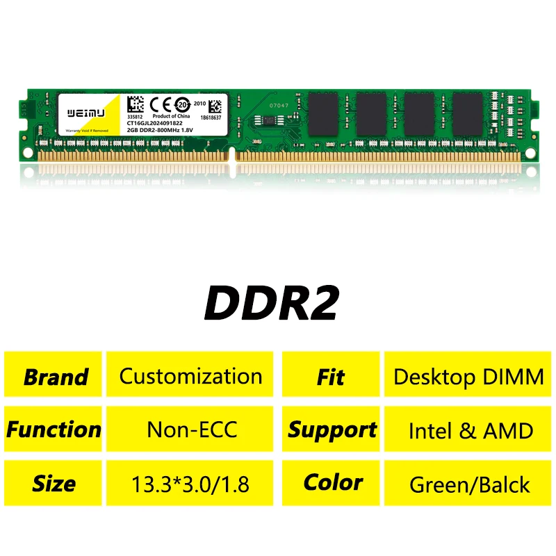 DDR2 2GB 4GB Desktop Memory Ram 667 800Mhz PC2 5300 6400 240Pin 1.8V Non ECC Compatible All Motherboar UDIMM AMD Memoria RAM