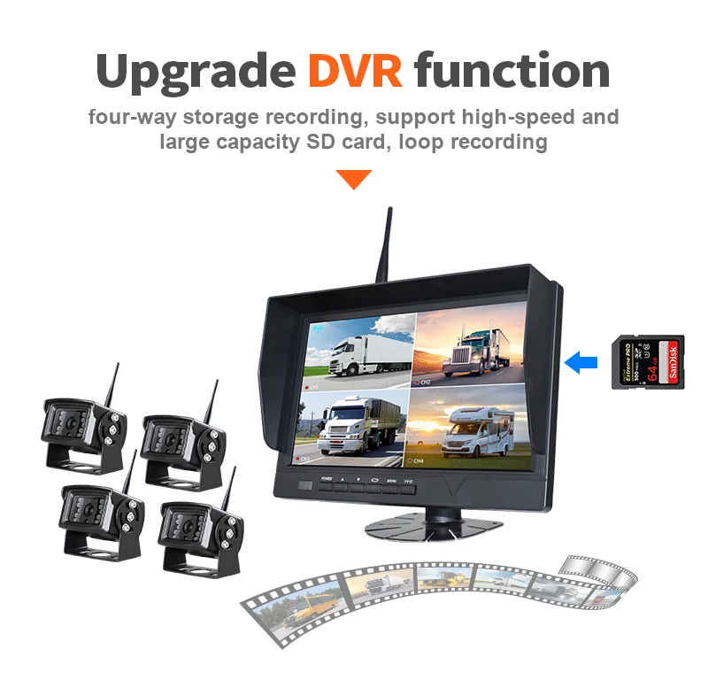 Airow auto Professional 10Inch IPS Wireless Reverse Camera System Monitor Truck RV IP68 Waterproof 720P Night Vision Parking view 2