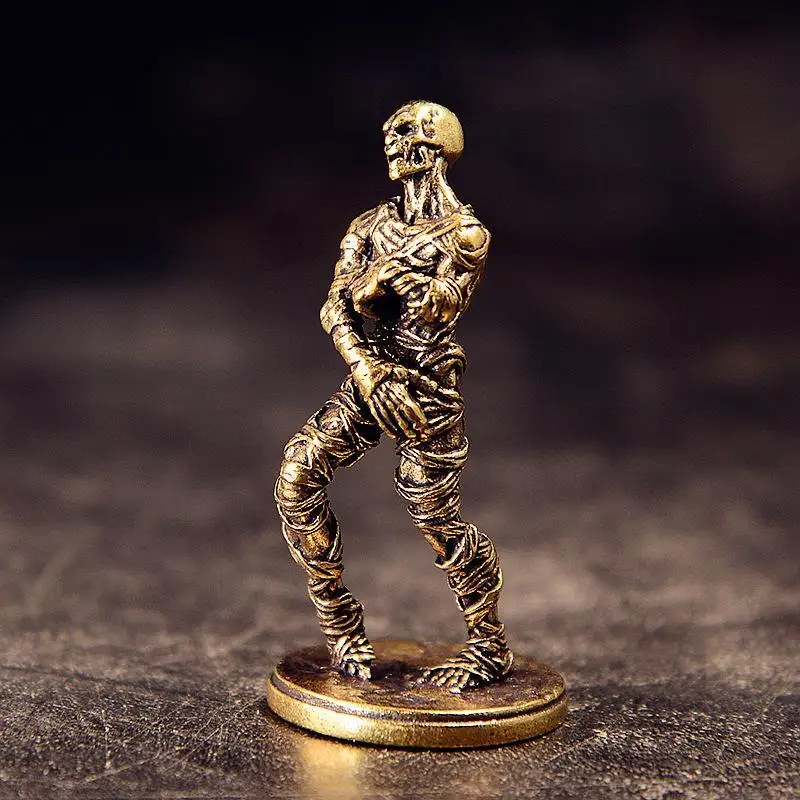 New Brass Made Zombie Statue Corpse Shape Figurine Golden Metal Walking Dead Miniature Display With Base Home Decor Ornament