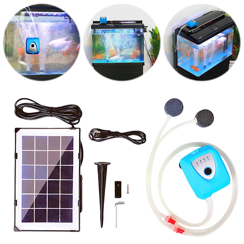 Solar Air Pump 2 Mode Aquarium Oxygen Aerator Solar Powered Pool Fish Tank Oxygenator Pond Bubbler for Outdoor Fish Pond