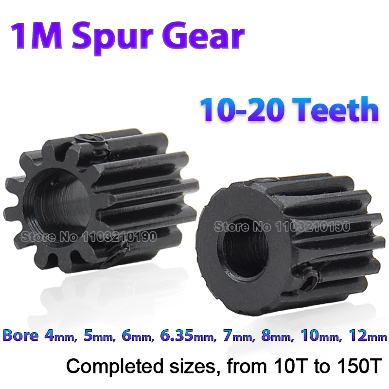 

1Pc 1 Modulu Spur Gear 1M 10T-20T Bore 4 5 6 6.35 7 8 10 12mm Mini Small 1 Mod Pinion Gears Transmission Accessories Motor Parts