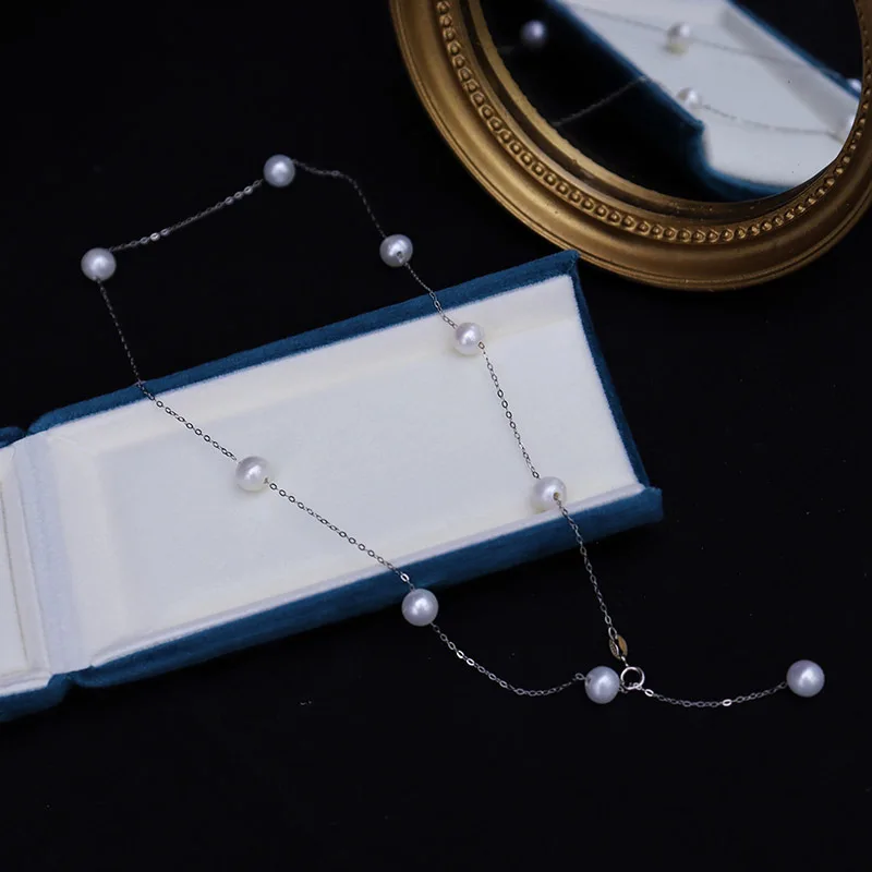 

Ожерелье Zhuji с пресноводным жемчугом, звездное небо, цепочка на ключицу S925, серебро, инкрустированная ручной работы, классическая, универсальная, модная X01