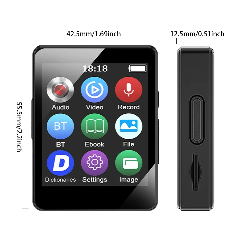 8/16/32/64GB Mini MP4 تشغيل الفيديو 1.8 بوصة شاشة بلوتوث متوافق 5.0 MP3 طالب وكمان الرياضة مشغل MP3 هدية للأطفال
