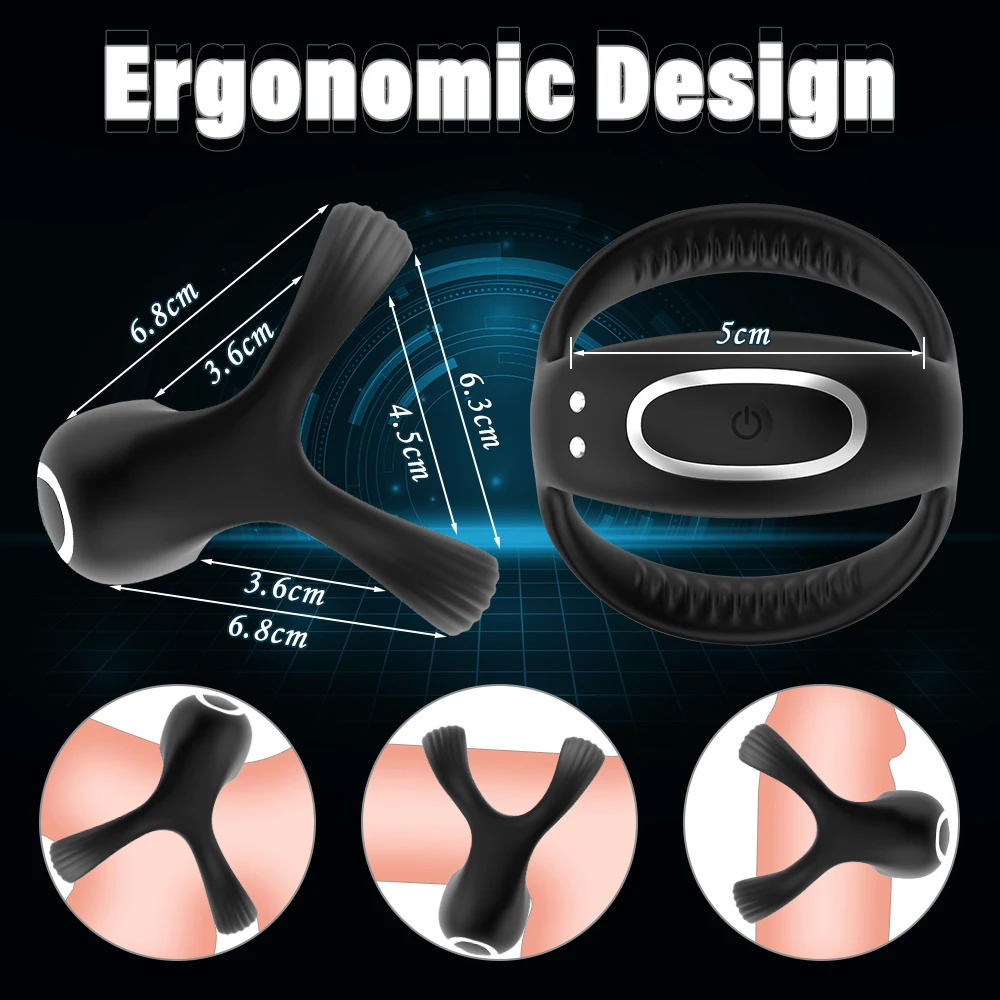 Male Silicone Penis Ring Wireless APP Bluetooth Cockring Vibration for Erection Enhancing Time Delay Ejaculation Sex Toy for Men