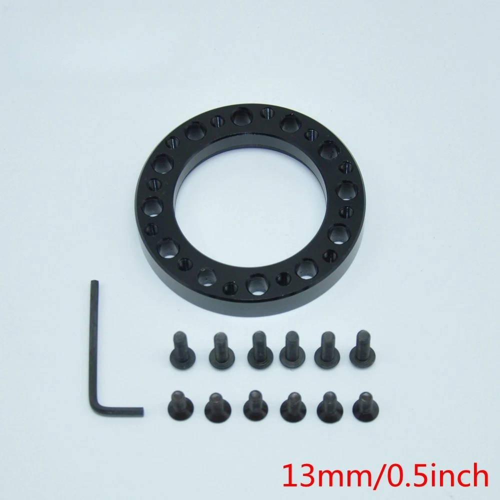Black aluminum alloy racing steering wheel heightened, steering wheel adapter gasket 13mm/0.5 inches