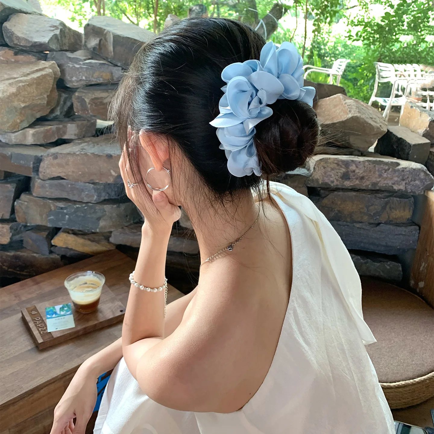 Korean Fabric Flower Hair Scrunchies Elastic Rubber Bands Women Girl Sweet Elegant Hairbands Hair Ropes Hair Styling Accessories