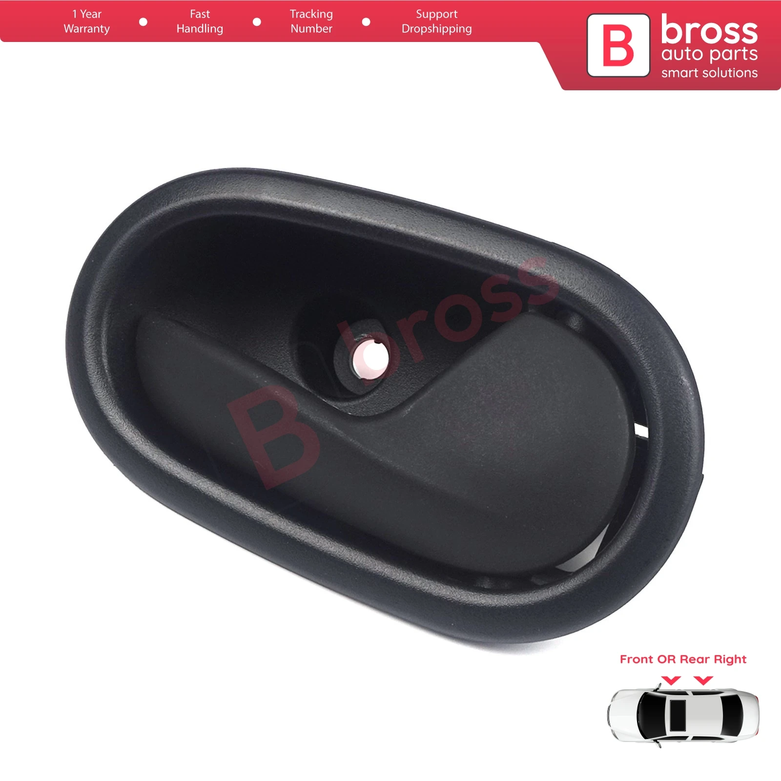 Bross Auto Parts BDP798 Interior Door Handle BLACK 826721919R Front or Rear RIGHT Doors for Renault Symbol 3 Dacia Sandero 2