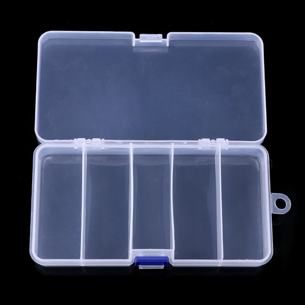 

Portable 5-Grid Transparent Plastic Tackle Box Lightweight Impact Resistant For Fishing Bait Tools Storage Fishing Bait