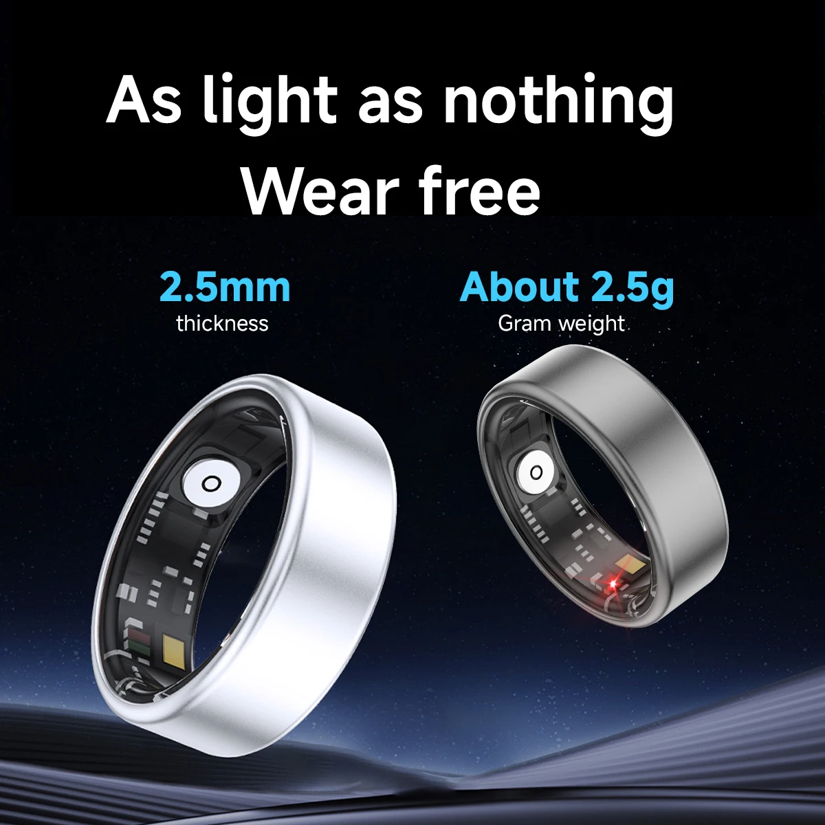 Smart Ring with Health Tracking, Long Battery Life, Real-Time Heart Rate and Blood Oxygen Monitoring, Daily Activity Tracking, S