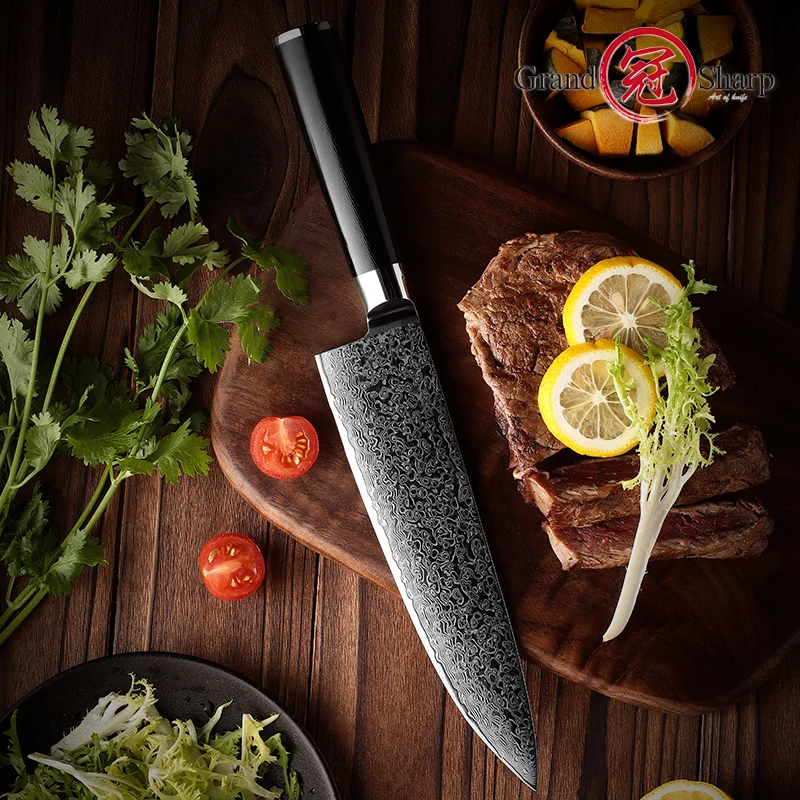 Chef Knife 8 inch AUS-10 Japanese Damascus Steel 67 Layers Japanese Kitchen Knives Kitchenware Gadgets tools G10 Handle GIFT BOX