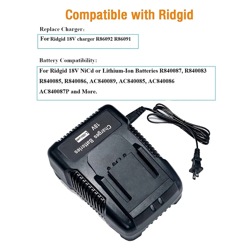 18V Lithium Battery Charger R86091 For AEG RIDGID BL1218 L1830R R86091 R840083 L1815R L1830R Adapter