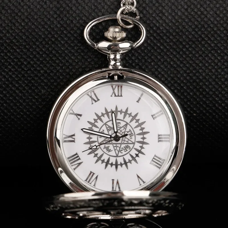 Hollow Luxury Silver Round Dial Quartz Pocket Watches Pendant Necklace Chain Gift Steampunk Hollow for Men Women