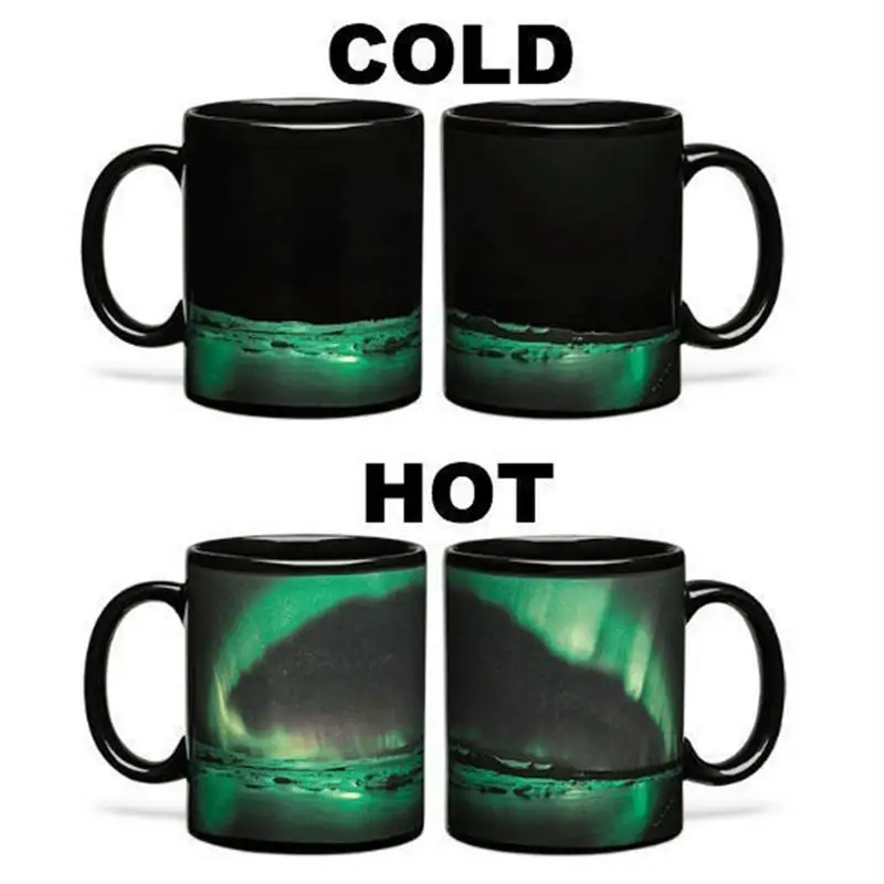 Color Changing Coffee Mugs Ceramic Hot Tea Cups Northern Lights Design Ceramic Mug Heat Sensitive Magic Mug For Home supplies