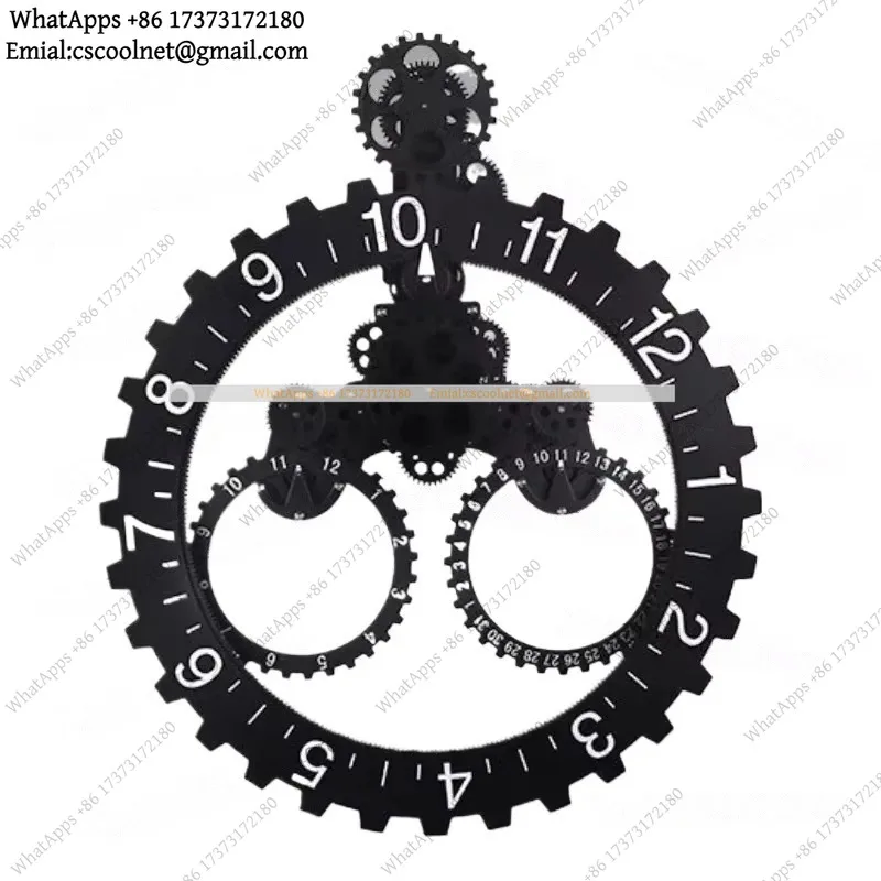 k06 Creative Triangle Large Gear Wall Clock European Mechanical Style Hanging Clock For Home Living Room Decoration