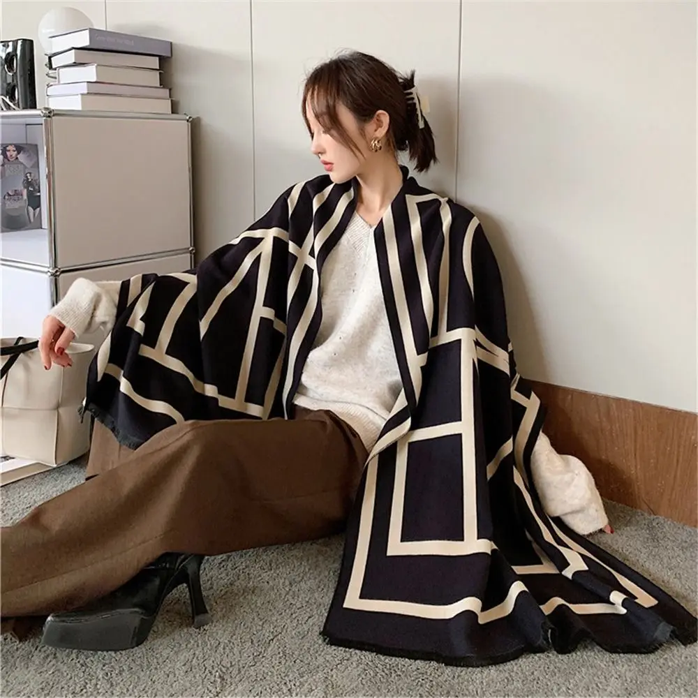 New 190*65cm Cashmere Shawl Women Fashion Winter Wraps Scarf Double-Sided Keep Warm Lady Fringed Shawl