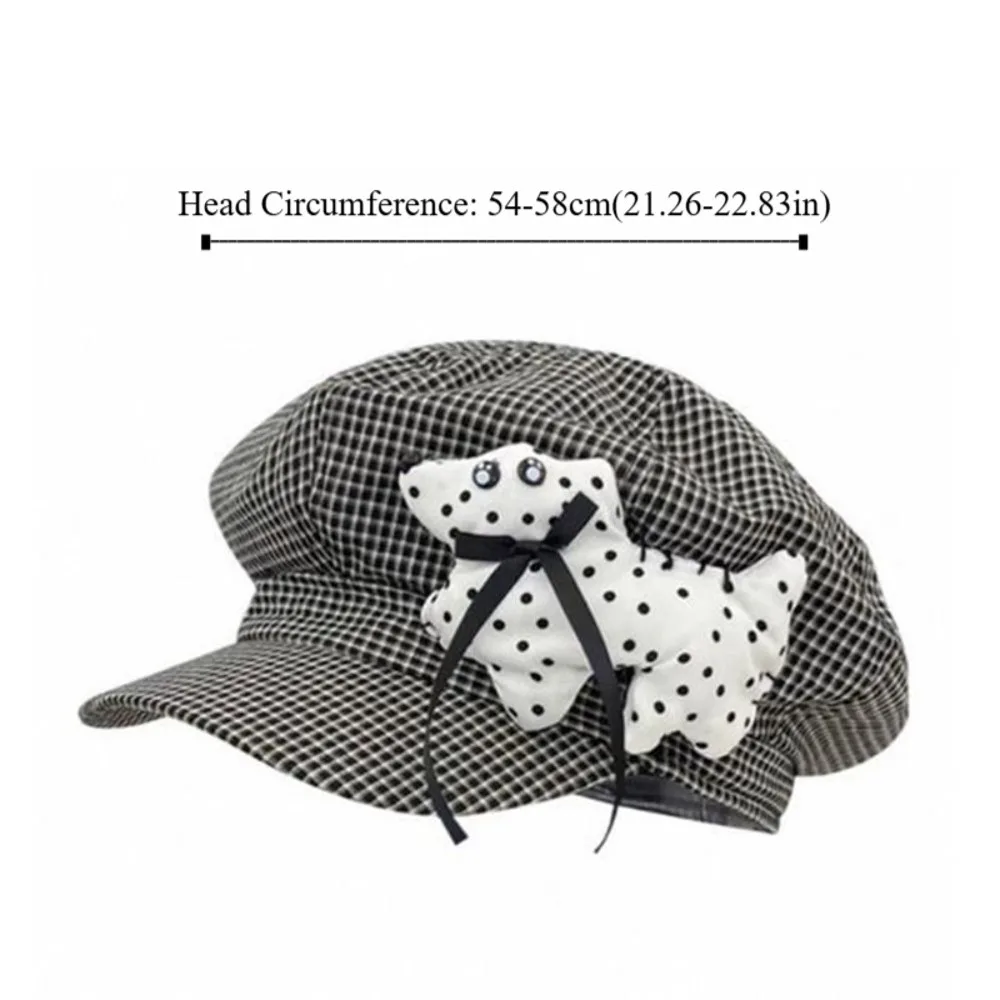 Ins Cute Puppy Cloud Berets Y2k Korean Octagonal Caps Sweet Plaid Painter Hat Women