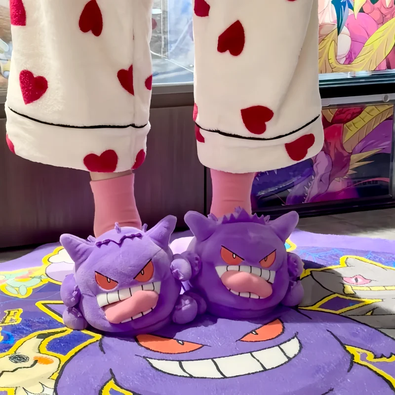 

Новые аниме-тапочки Kawaii Pokemon Ghost-Type Gengar: забавные тапочки Gengar с высовывающимся языком, парные тапочки, подарок