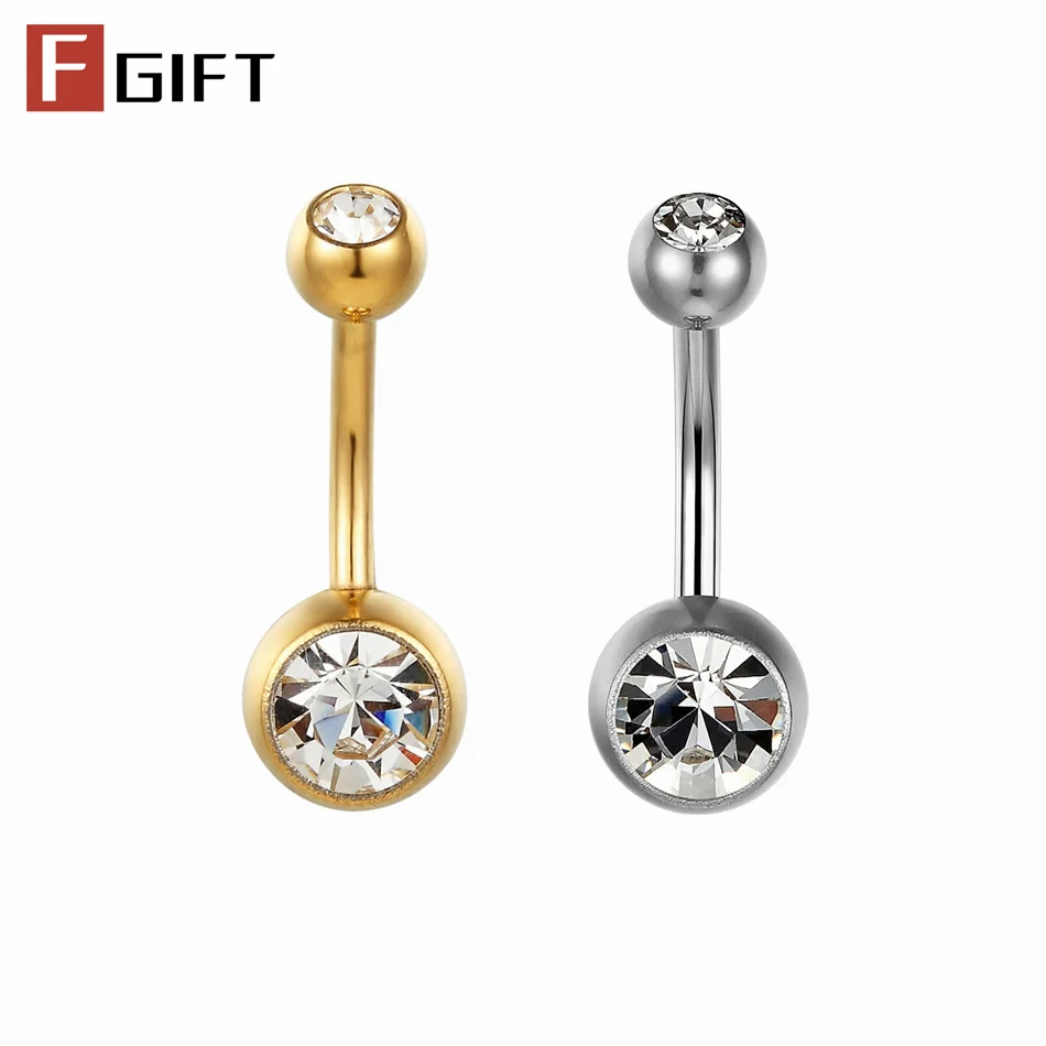 14G 8mm 10mm 12mm Chirurgisches Titan Bauchnabelpiercing Zirkon Körperschmuck Nombril Ombligo Hypoallergene Nabelstecker