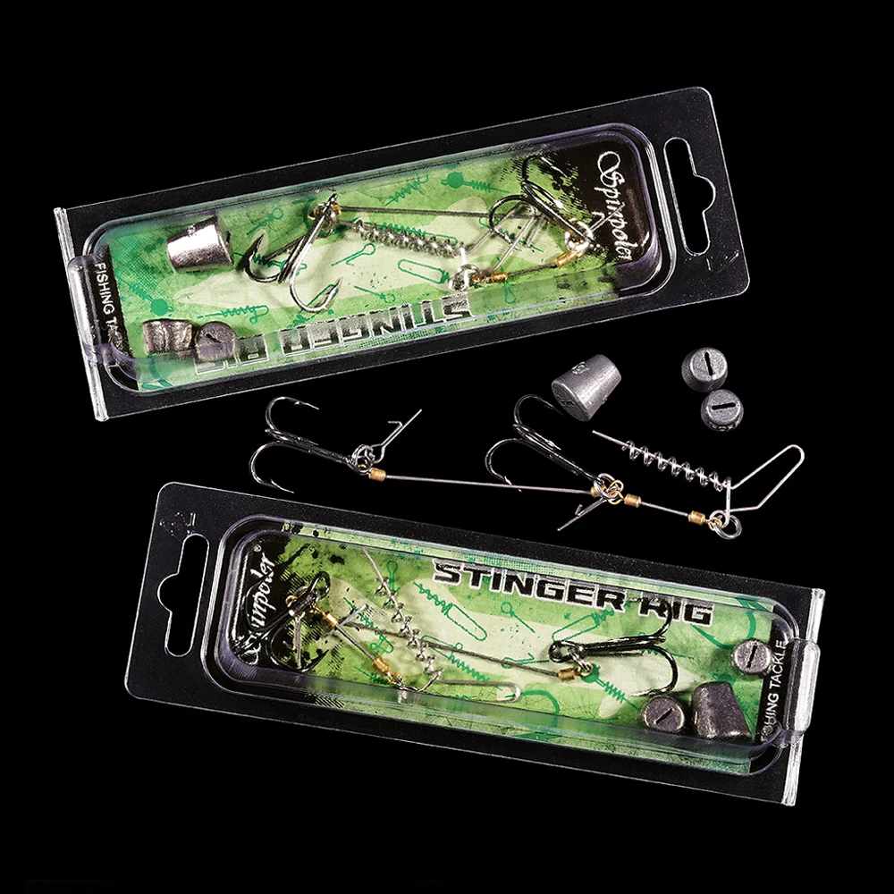 Spinpoler The Pike Stinger Rig Multi-Depth Screw With Spiral Sinker Weight 3x-Strong Treble Hooks For Softbait Shads Curltails