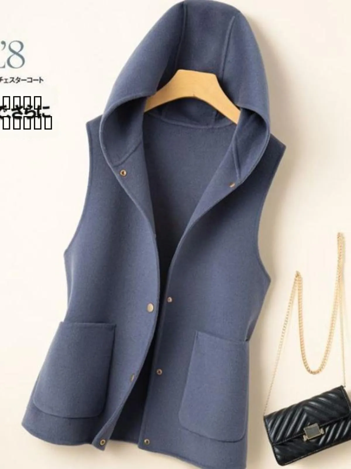 한국 스타일 캐주얼 후드 조끼 신상 가을 겨울 나이 감소 다용도 얇은 울 아우터웨어