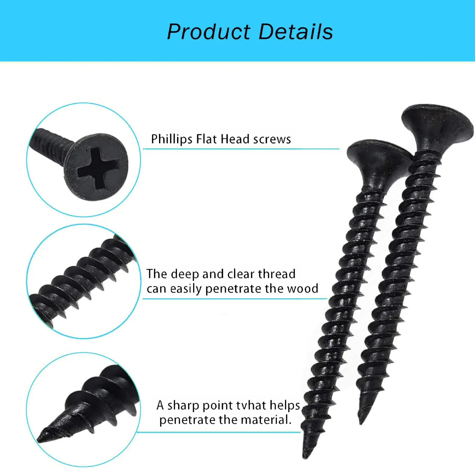 420PCS M3 Flat Head Wood Screw Fastener Kit Phillips Countersunk Self Tapping Carbon Steel