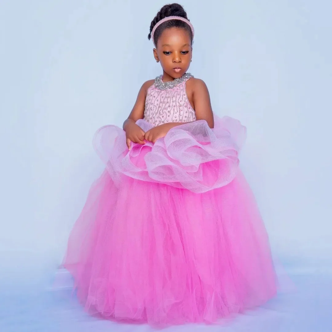 custom-luxury-halter-neck-flower-girl-dress-beaded-ruffle-tulle-bridesmaid-gown-for-kids-birthday-party-pageant-runway