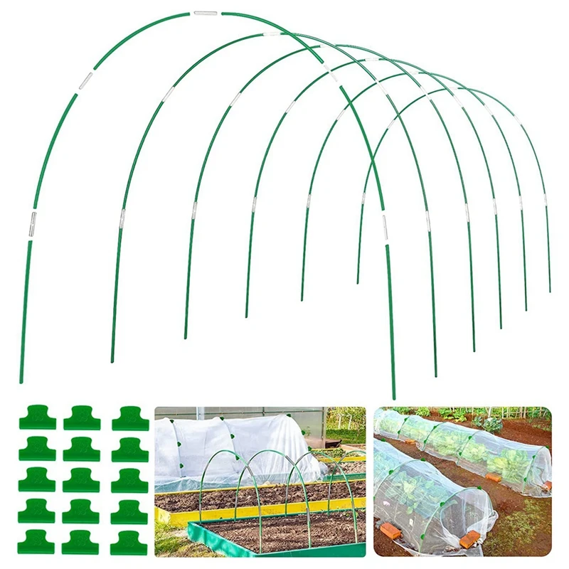 Long Greenhouse Hoops Grow Tunnel, Garden Hoops For Raised Beds, DIY Stakes Plant Shade Cloth Support For Row Cover Easy To Use